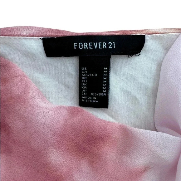 FOREVER 21 Mauve Pink Tie-Dye Cowl Neck 90s Mini Dress Smal Tie Spaghetti Straps - Picture 3 of 9